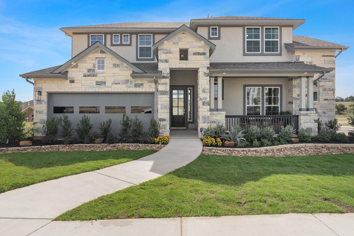 View 100 Slater Ct in Lariat 100 Slater Ct - front exterior - Luxury home in Lariat, Liberty Hill, TX