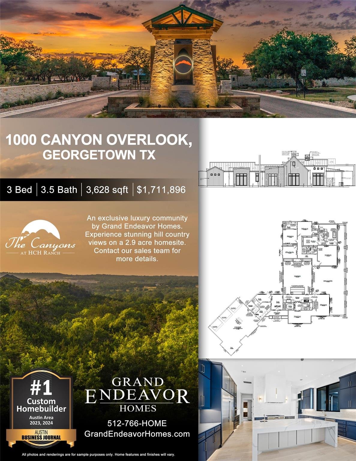 View 1000 Canyon Overlook in The Canyons at HCH Ranch 1000 Canyon Overlook - front exterior - Luxury home in The Canyons at HCH Ranch, Georgetown, TX