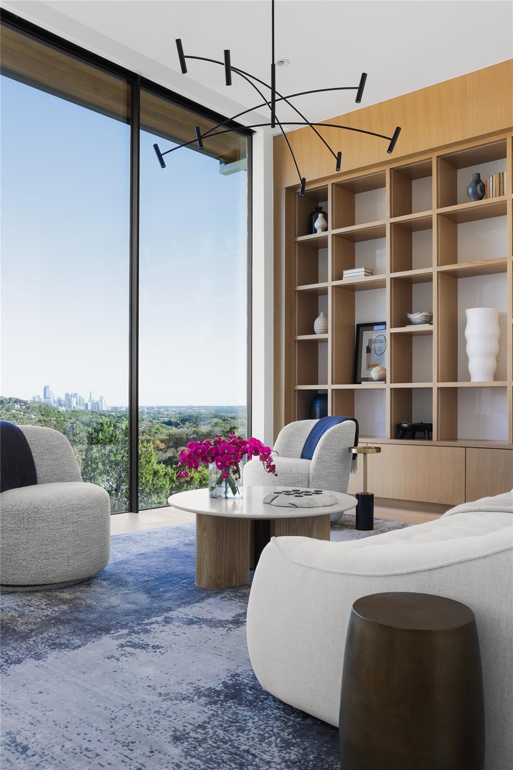 Living area with Floor-to-ceiling panoramic windows at 1003 The High Rd - 7 bed 8 bath home