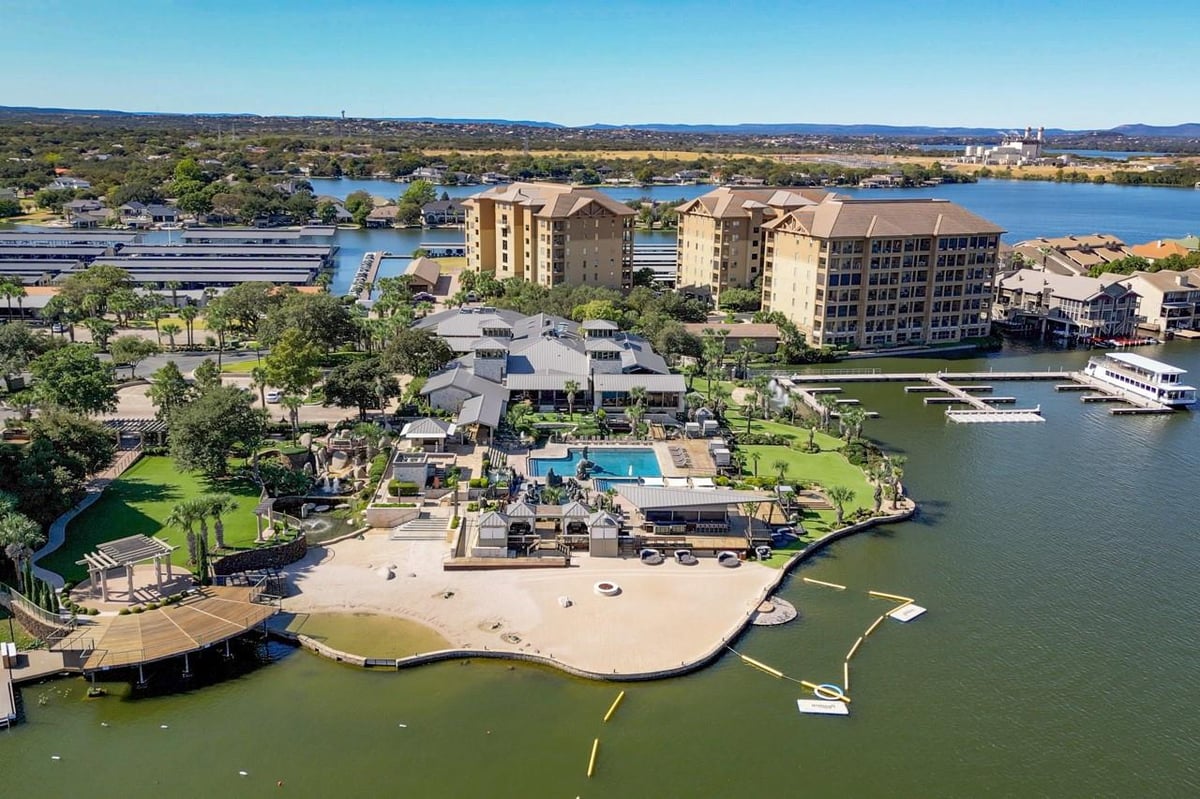 View 101 W Bank Unit #27 in The Waters At Horseshoe Bay Re 101 W Bank Unit #27 - front exterior - Luxury home in The Waters At Horseshoe Bay Re, Horseshoe Bay, TX
