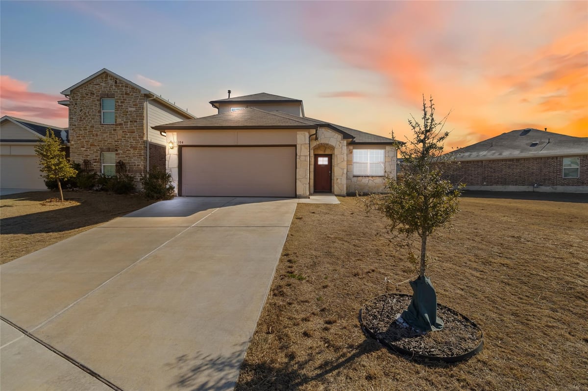 View 104 Sky Meadows Cir in Whisper Mixed Use Sub Ph 1A 104 Sky Meadows Cir - front exterior - Luxury home in Whisper Mixed Use Sub Ph 1A, San Marcos, TX