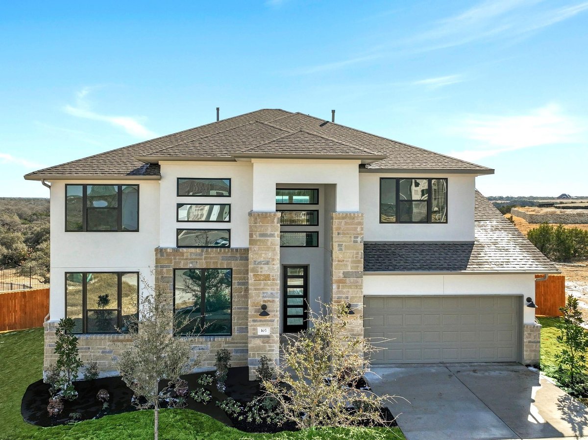 View 105 Rightfield Dr in Lariat 105 Rightfield Dr - front exterior - Luxury home in Lariat, Liberty Hill, TX