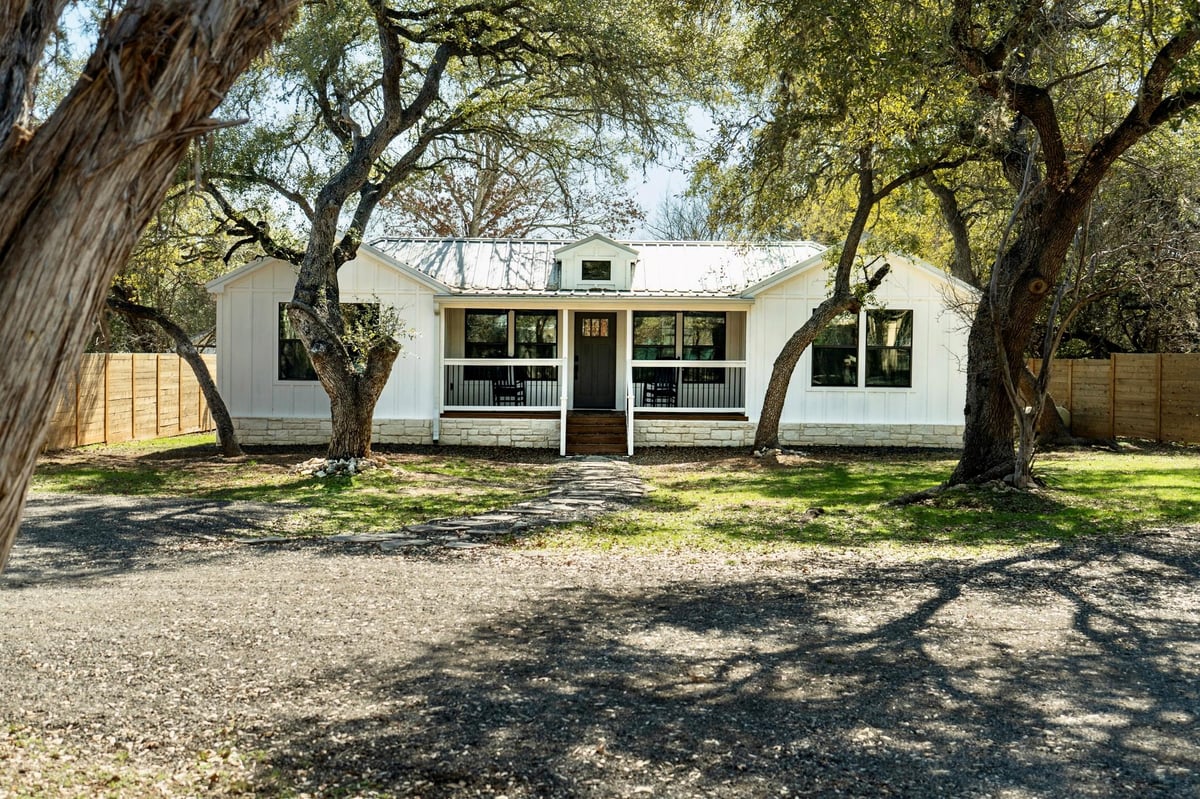 View 106 Chapparal Cir in Campfire 2 Sec 1 106 Chapparal Cir - front exterior - Luxury home in Campfire 2 Sec 1, Wimberley, TX