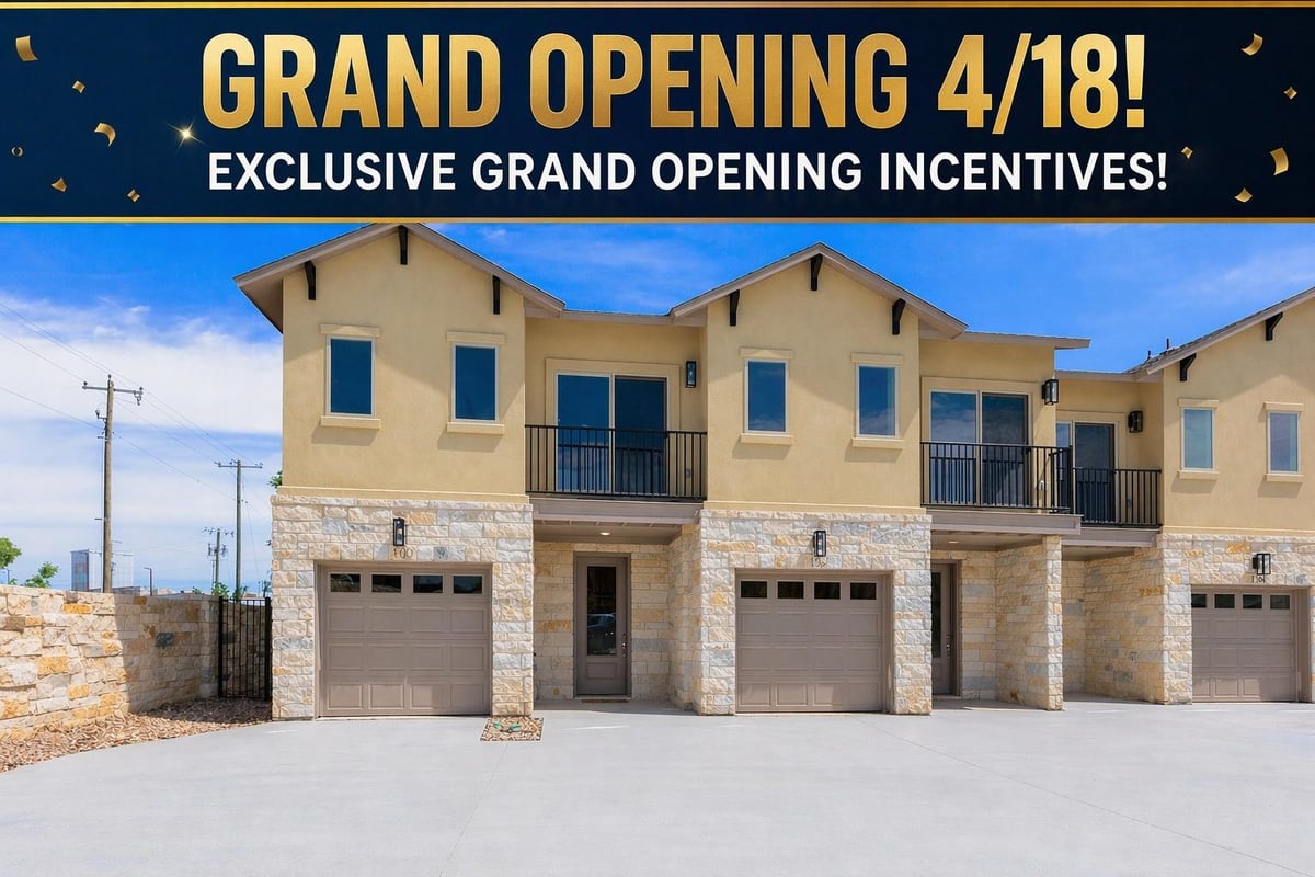 View 106 Tesla Cir in SOLARA AT HIGHLAND HORIZION TOWNHOMES 106 Tesla Cir - front exterior - Luxury home in SOLARA AT HIGHLAND HORIZION TOWNHOMES, Round Rock, TX