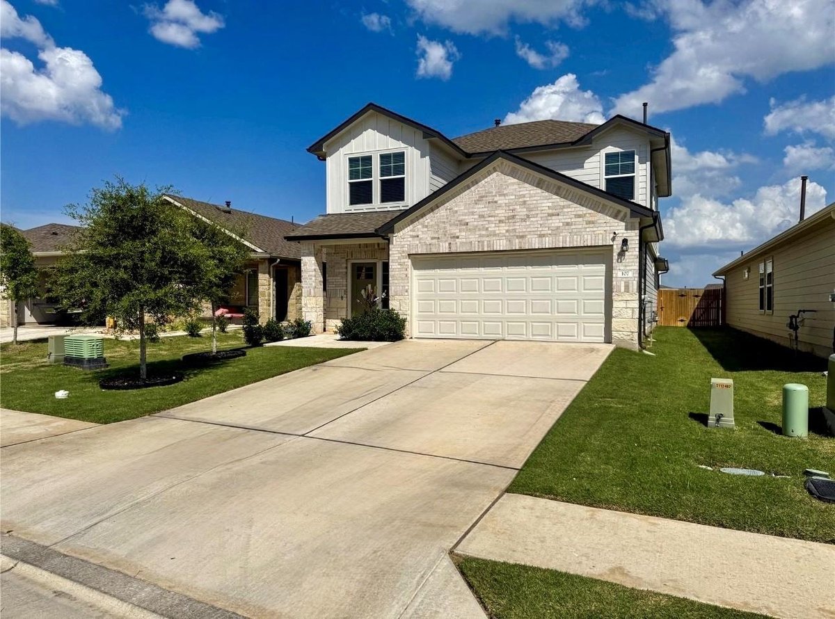 View 107 Hamilton Pool Ln in Pecan Park Sec 107 Hamilton Pool Ln - front exterior - Luxury home in Pecan Park Sec, Bastrop, TX