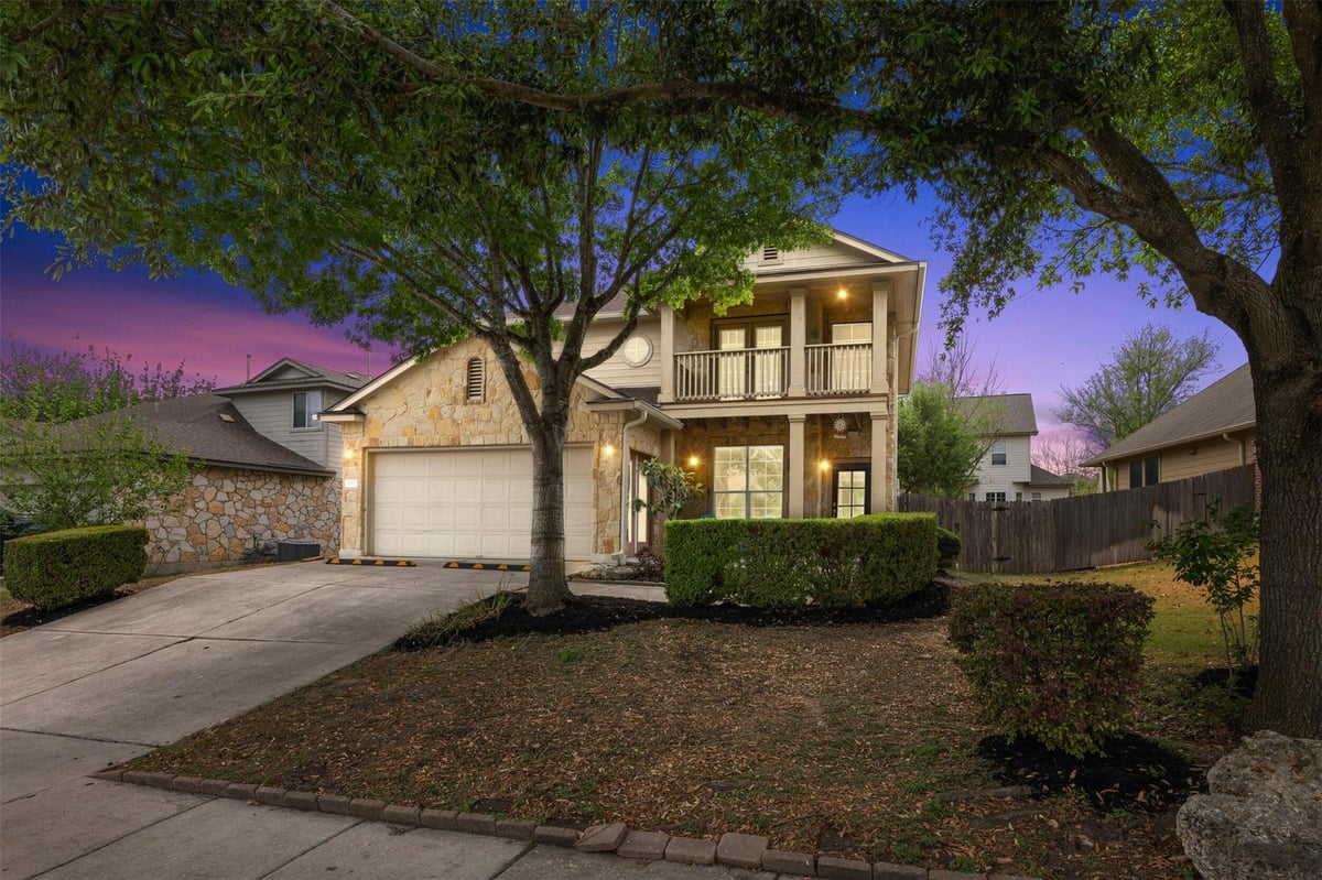 View 1072 Four Seasons Farm Dr in Four Seasons Farm Sec Ii 1072 Four Seasons Farm Dr - front exterior - Luxury home in Four Seasons Farm Sec Ii, Kyle, TX
