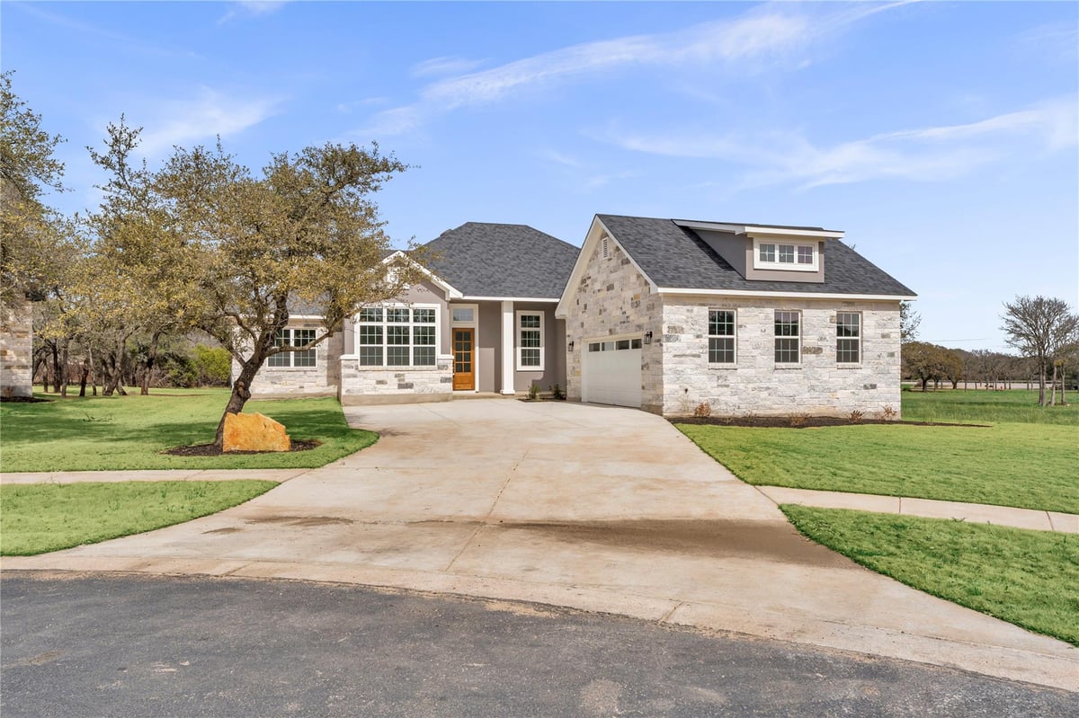 View 108 Double CIR in Ranch At Delaware Creek 108 Double CIR - front exterior - Luxury home in Ranch At Delaware Creek, Burnet, TX