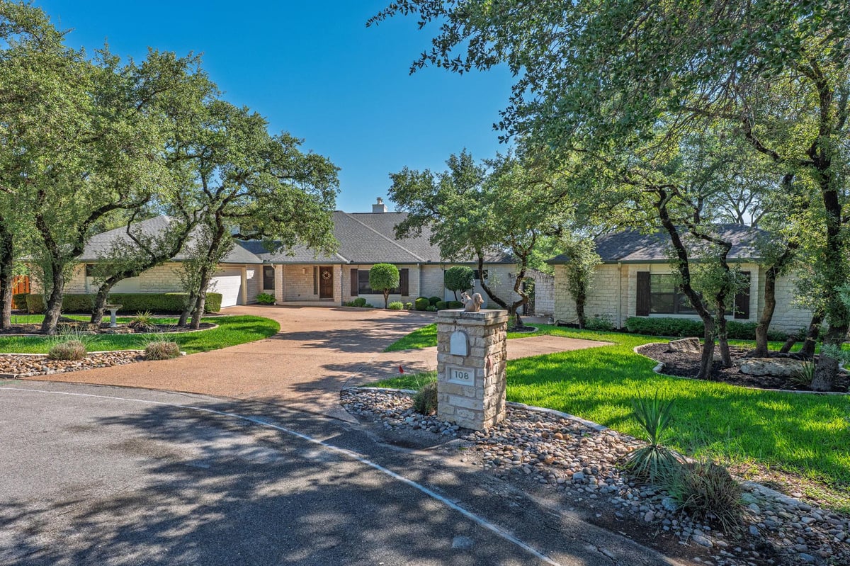 View 108 S El Reno CV in Lakeway Sec 26 108 S El Reno CV - front exterior - Luxury home in Lakeway Sec 26, Lakeway, TX