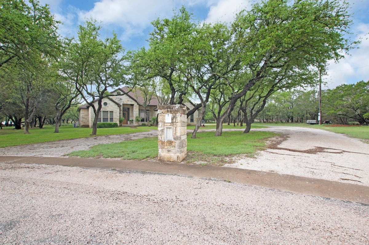 View 109 Camm Lary Cir in Oak Vista 109 Camm Lary Cir - front exterior - Luxury home in Oak Vista, Burnet, TX