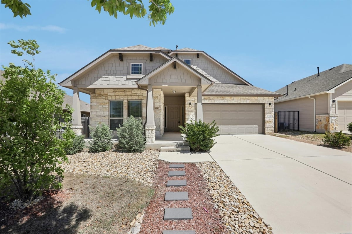 View 109 Serrano St in RANCHO SIENNA 109 Serrano St - front exterior - Luxury home in RANCHO SIENNA, Georgetown, TX