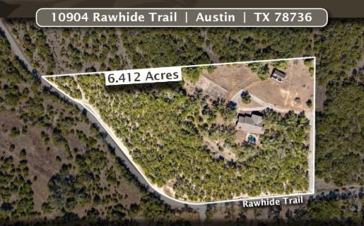 View 10904 Rawhide Trl in n/a 10904 Rawhide Trl - aerial view with property boundary aerial - Luxury home in n/a, Austin, TX