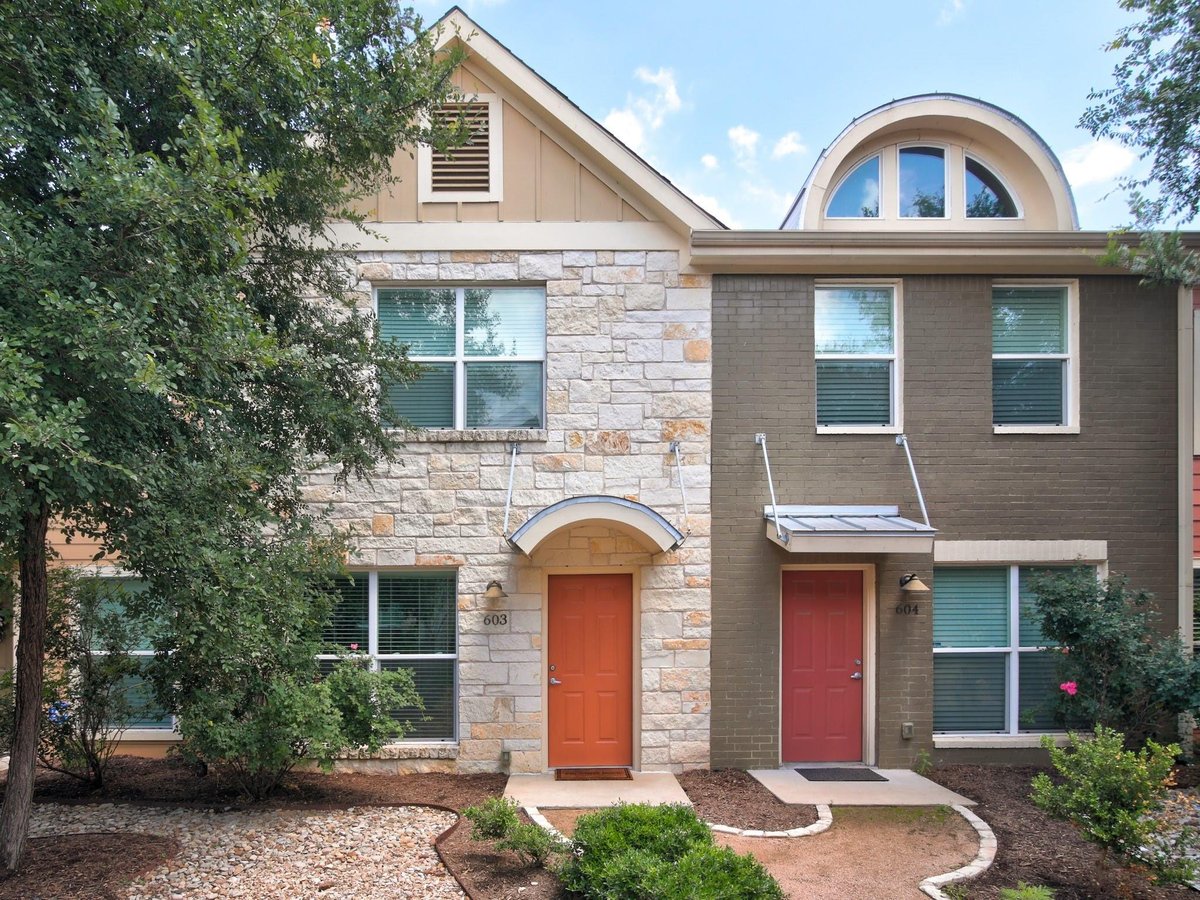 View 1101 Grove Blvd Unit #603 in Townhomes At Riverside Grove 1101 Grove Blvd Unit #603 - front exterior - Luxury home in Townhomes At Riverside Grove, Austin, TX