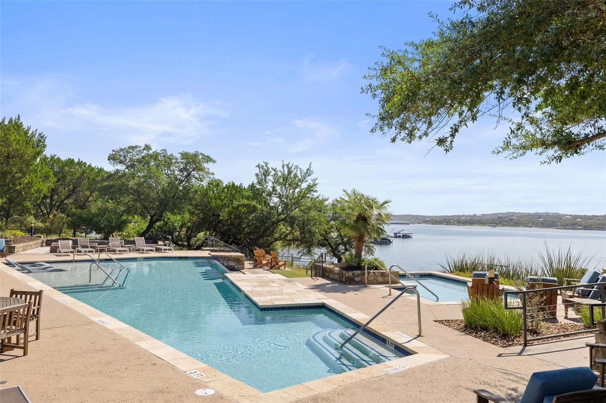 View 1101 Ivean Pearson RD Unit #A203 in Waterstone Condo 1101 Ivean Pearson RD Unit #A203 - front exterior - Luxury home in Waterstone Condo, Lago Vista, TX