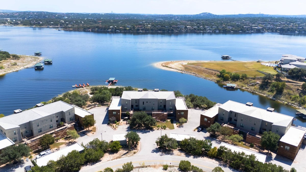 View 1101 Ivean Pearson RD Unit #D204 in Waterstone Condo 1101 Ivean Pearson RD Unit #D204 - front exterior - Luxury home in Waterstone Condo, Lago Vista, TX