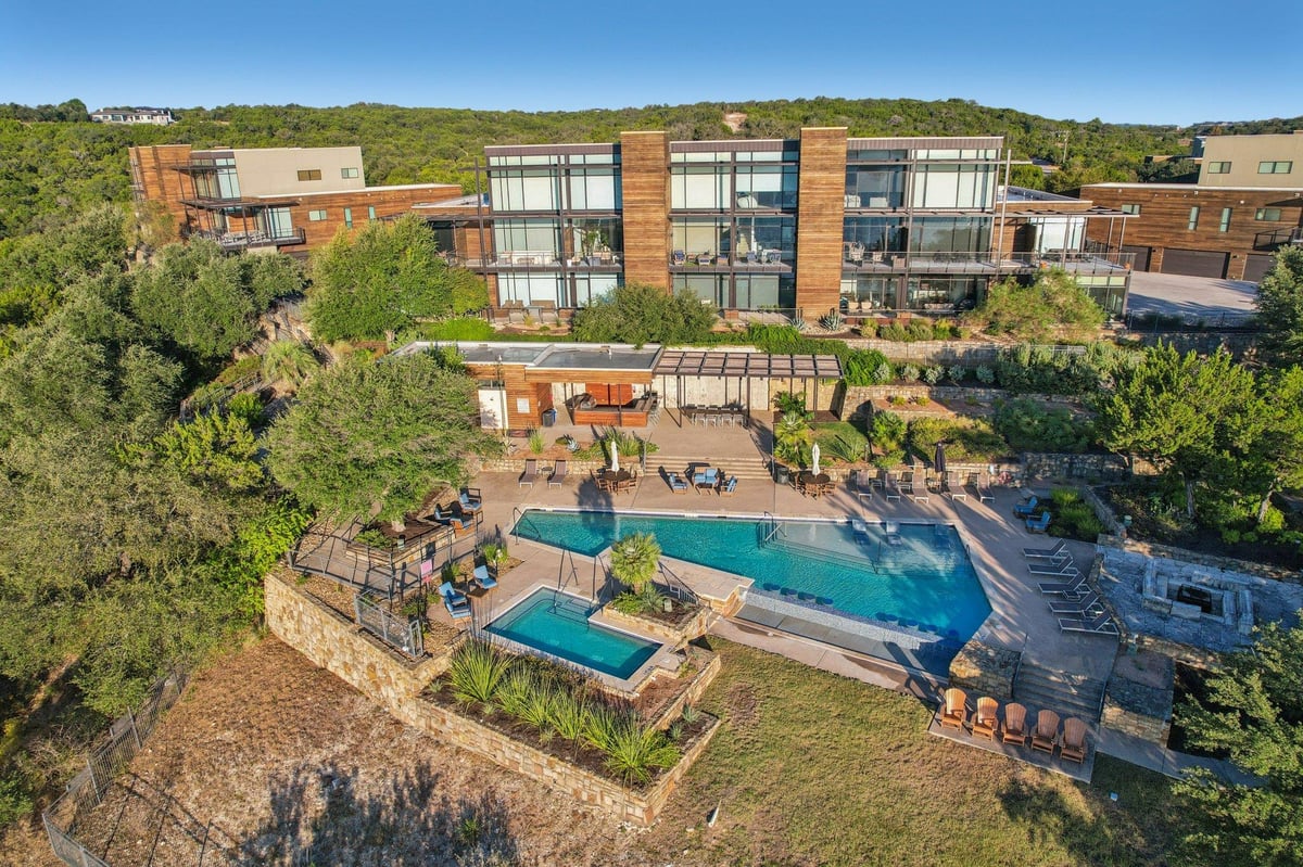View 1101 Ivean Pearson Rd Unit #E203 in Waterstone Condo 1101 Ivean Pearson Rd Unit #E203 - front exterior - Luxury home in Waterstone Condo, Lago Vista, TX