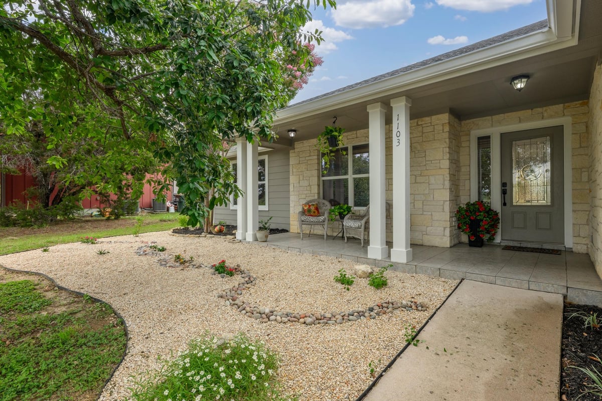 View 1103 Larkhall DR in Briarcliff Inc Sec 14 1103 Larkhall DR - front exterior - Luxury home in Briarcliff Inc Sec 14, Spicewood, TX