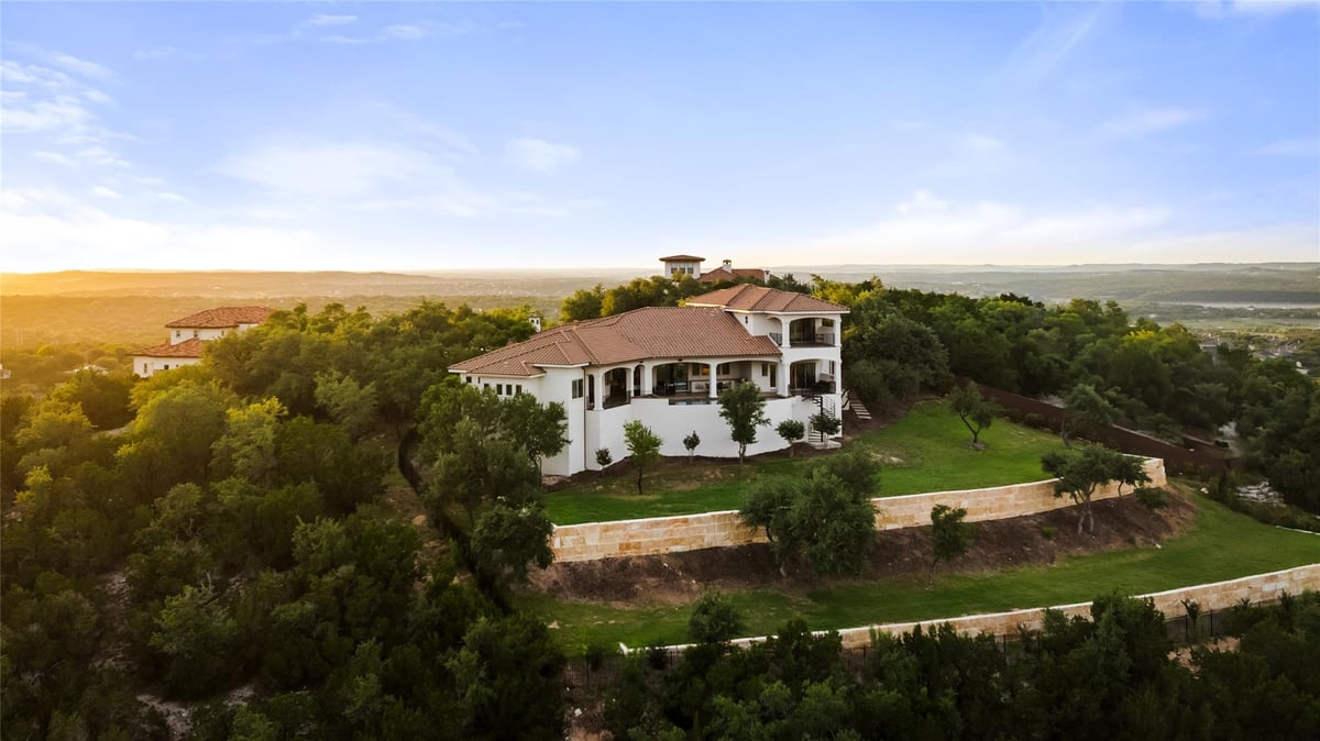 View 111 Piazza Vetta Dr in Round Mountain Estates 02 111 Piazza Vetta Dr - aerial view with Hill Country aerial view - Luxury home in Round Mountain Estates 02, Austin, TX