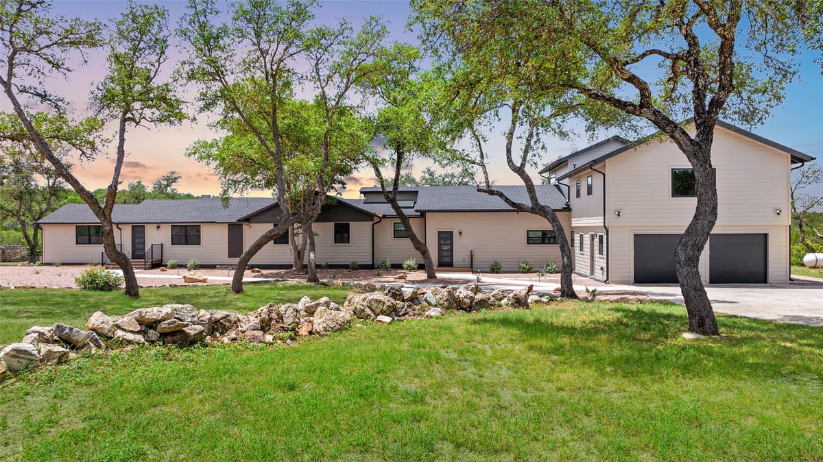 11151 State Highway 71 - front exterior - Luxury home in A1868 - (SMFA) SOUTH OF MF ACREAGE, Spicewood, TX