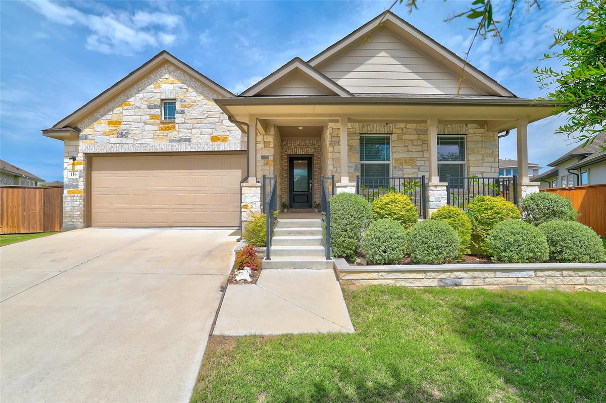 View 114 Fortuna CT in Santa Rita Ranch 114 Fortuna CT - front exterior - Luxury home in Santa Rita Ranch, Liberty Hill, TX