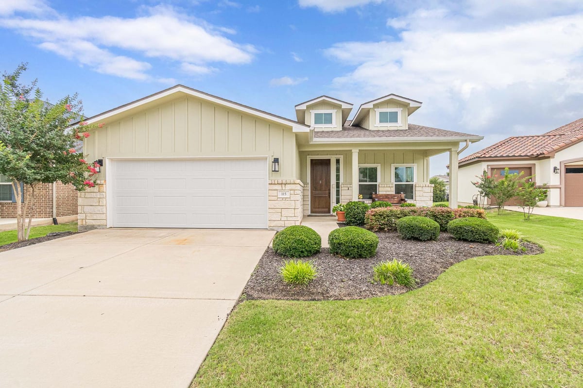 View 115 Laughing Pear CV in Kissing Tree 115 Laughing Pear CV - front exterior - Luxury home in Kissing Tree, San Marcos, TX