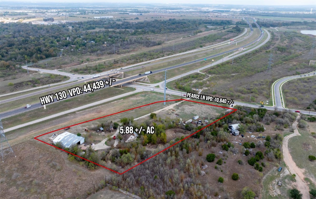 View 11709 Pearce Ln in McKay Add 11709 Pearce Ln - aerial view with 11709 Pearce Ln in Del Valle - Luxury home in McKay Add, Del Valle, TX