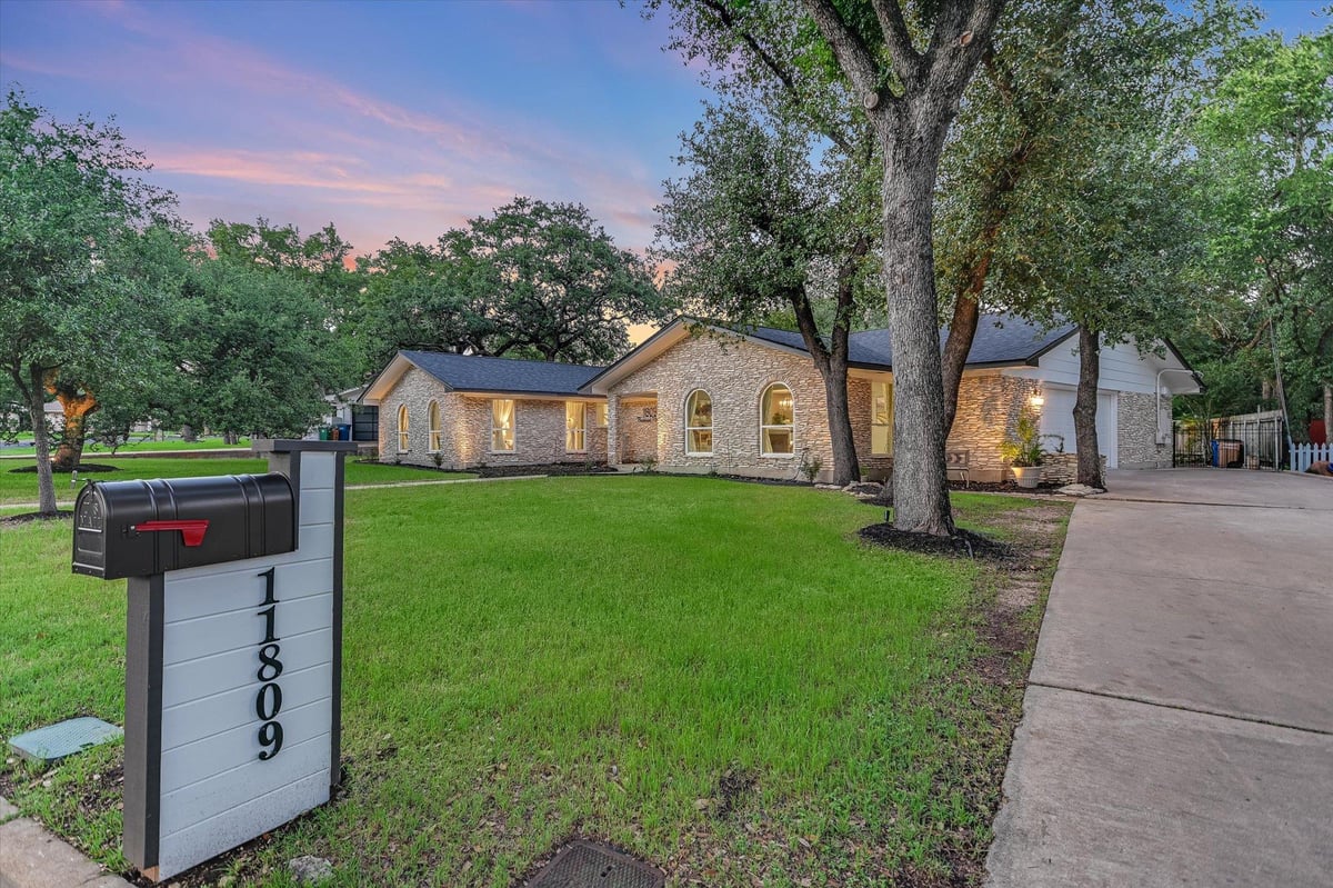 View 11809 Brookwood Rd in BALCONES VILLAGE SEC 3 PHS C 11809 Brookwood Rd - front exterior - Luxury home in BALCONES VILLAGE SEC 3 PHS C, Austin, TX