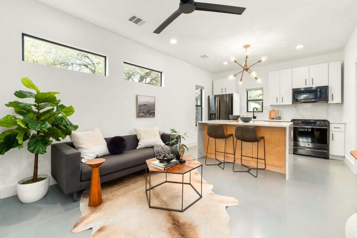 Living area at 1183 Oakgrove Ave Unit #2 - 2 bed 2 bath home