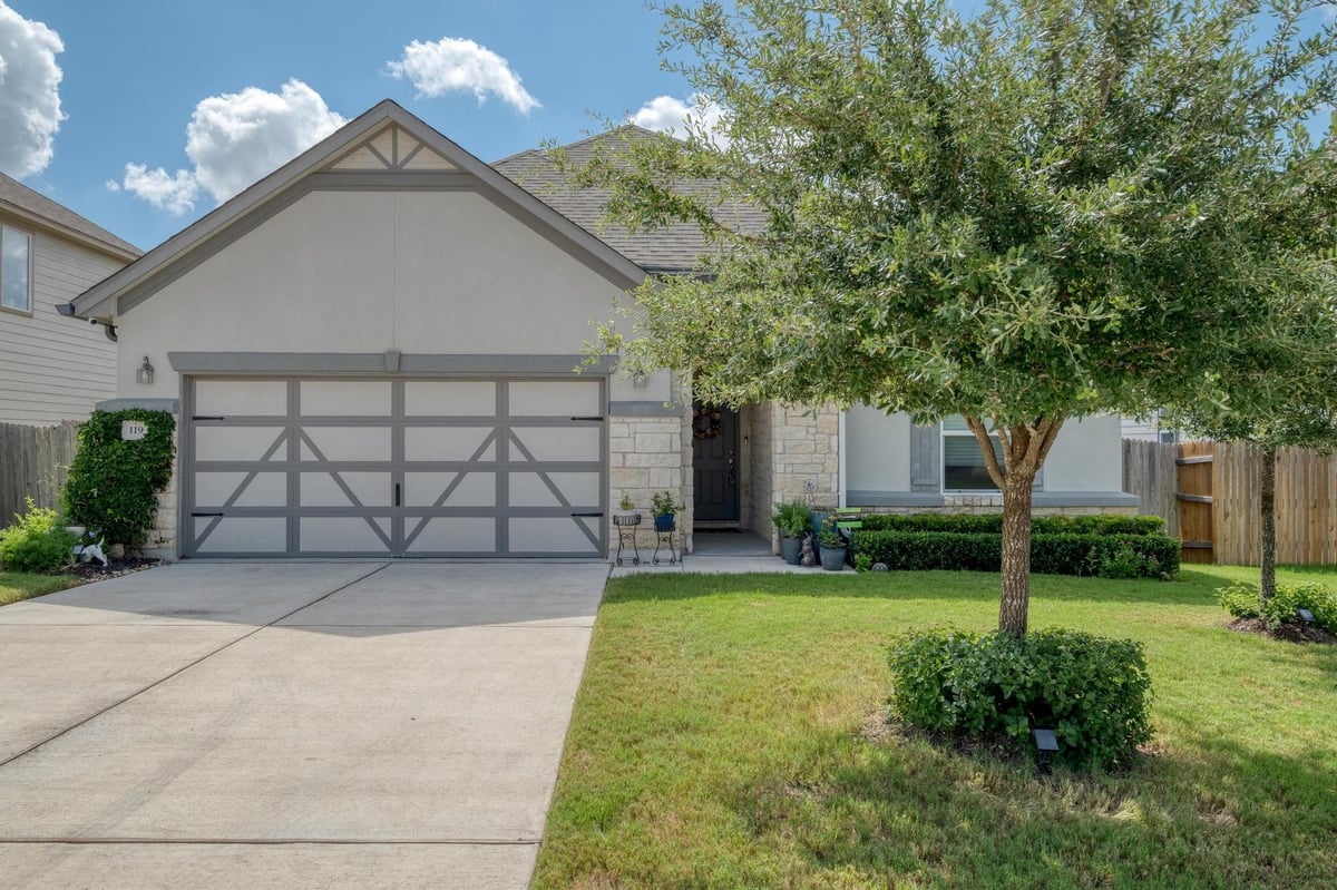 View 119 W Point Way in Saratoga Farms Sub Sec 119 W Point Way - front exterior - Luxury home in Saratoga Farms Sub Sec, Elgin, TX