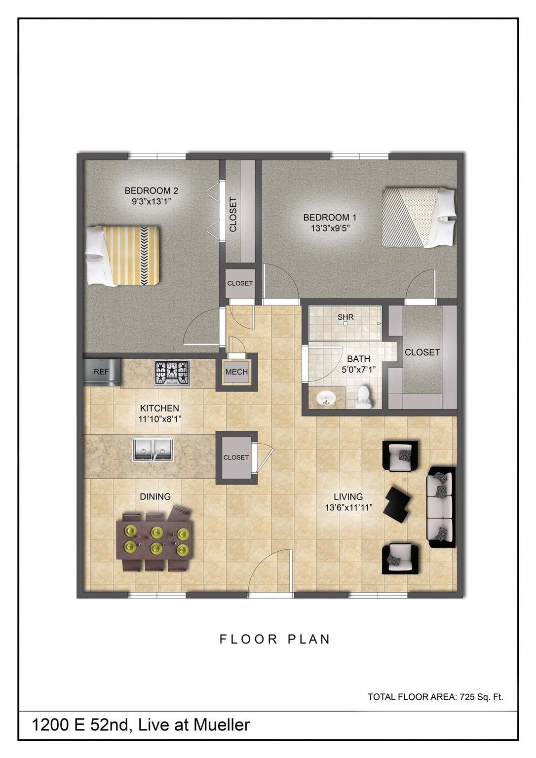 Living area at 1200 E 52nd St Unit #209 - 2 bed 1 bath home