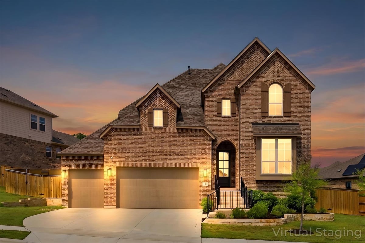 1217 Calendula TRL - front exterior - Luxury home in Parkside On The River, Georgetown, TX