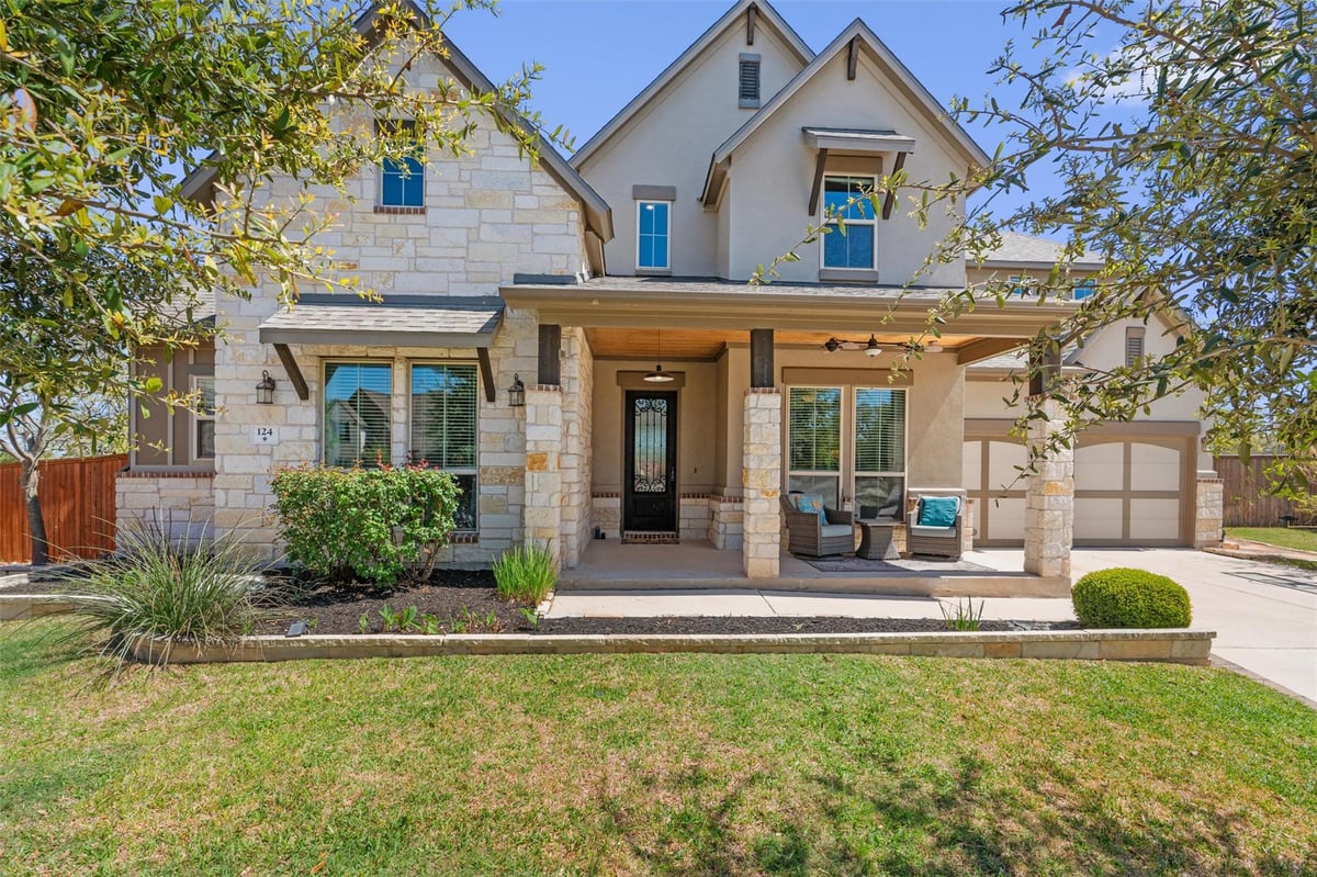 View 124 Fannin Battleground Ln in Parkside/Mayfield Ranch Sec 14 124 Fannin Battleground Ln - property photo 1 - Luxury home in Parkside/Mayfield Ranch Sec 14, Georgetown, TX