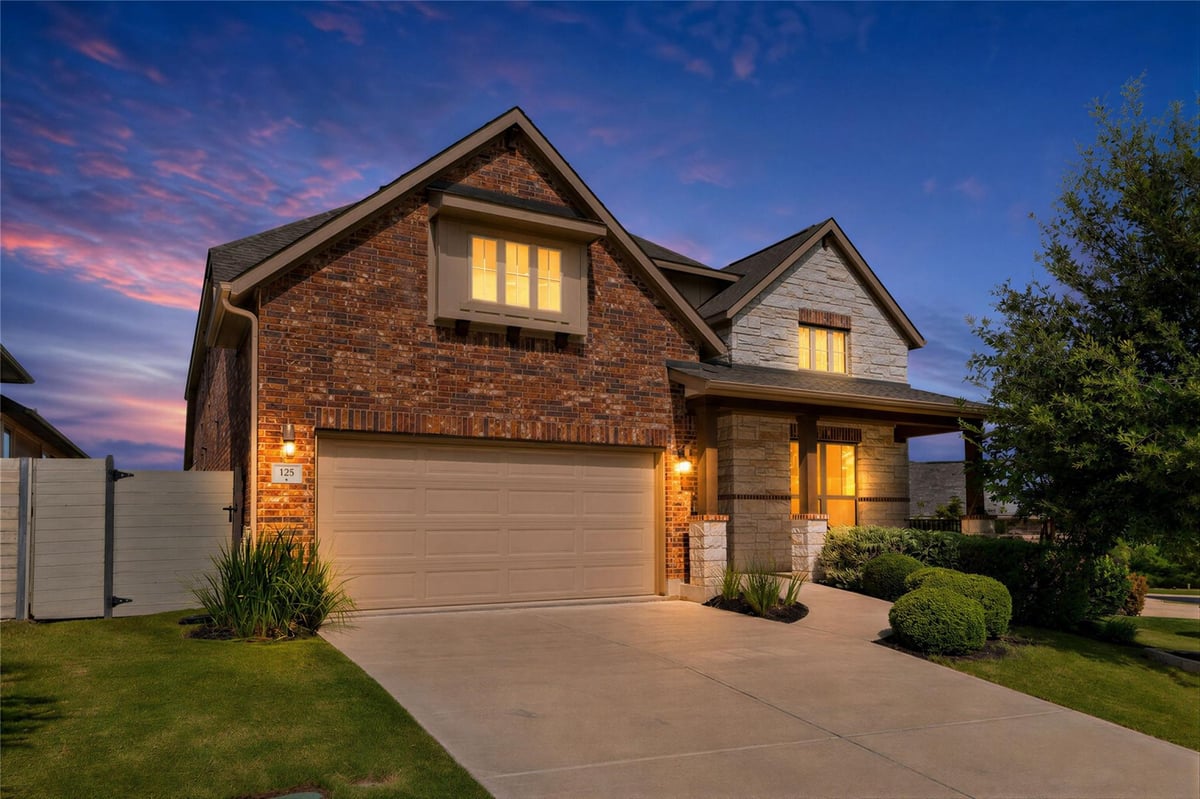 View 125 Indian Paintbrush TRL in Wolf Ranch West Ph 2 Sec 2 125 Indian Paintbrush TRL - front exterior - Luxury home in Wolf Ranch West Ph 2 Sec 2, Georgetown, TX