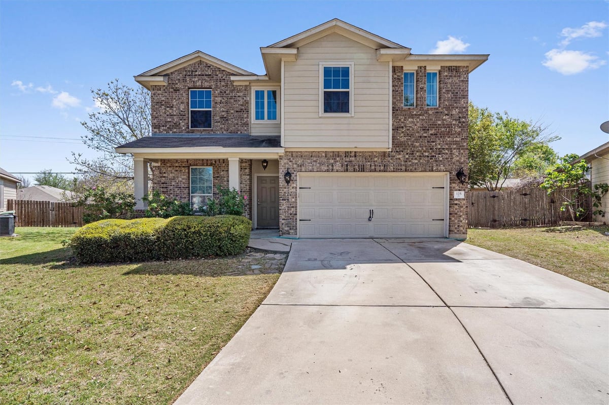 View 125 Palestine Cv in Park At Brushy Creek 125 Palestine Cv - front exterior - Luxury home in Park At Brushy Creek, Hutto, TX