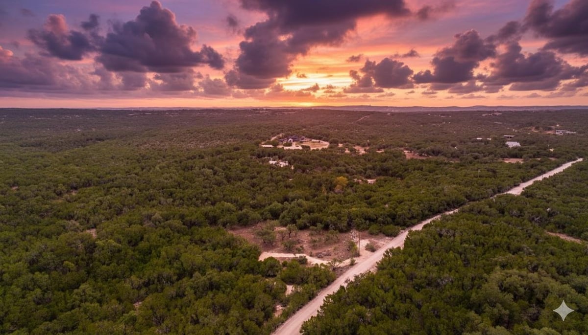 View 1250 Myers Creek Rd in Bell Spgs Ranches 1250 Myers Creek Rd - front exterior - Luxury lot in Bell Spgs Ranches, Dripping Springs, TX