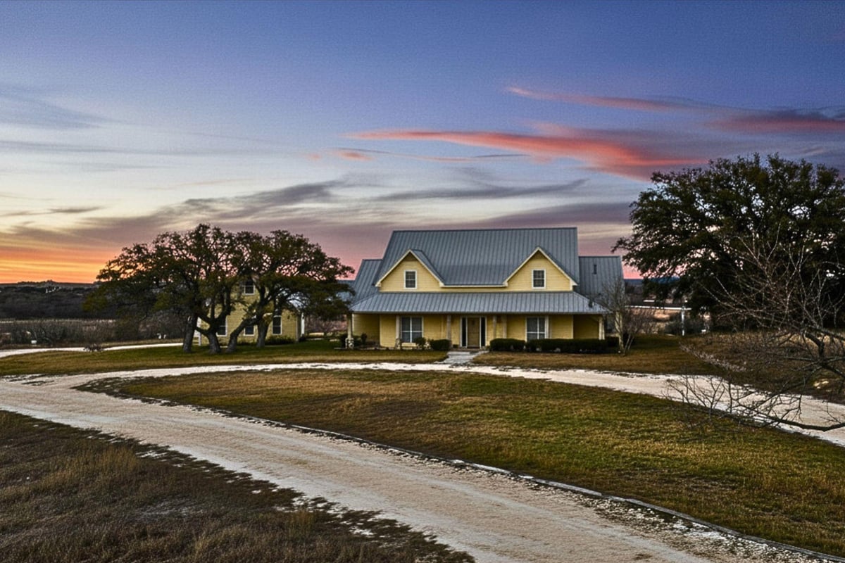 View 1274 County Road 2806 in Simms Creek Live Water Ranch 1274 County Road 2806 - front exterior - Luxury home in Simms Creek Live Water Ranch, Lampasas, TX