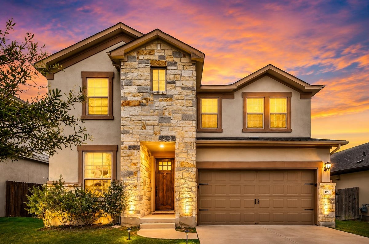 129 Birkshire DR - front exterior - Luxury home in Vista Vera, Georgetown, TX