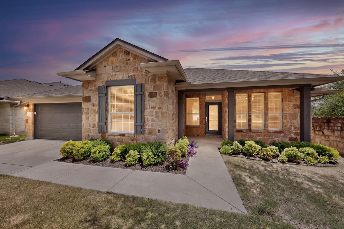 View 130 Canterbury DR in Belterra Ph II Sec 2 130 Canterbury DR - front exterior - Luxury home in Belterra Ph II Sec 2, Austin, TX