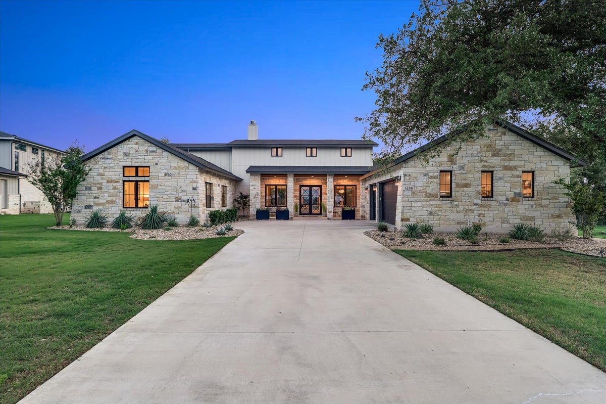 View 1379 Bunker Ranch Blvd in Bunker Ranch Ph 3 1379 Bunker Ranch Blvd - front exterior - Luxury home in Bunker Ranch Ph 3, Dripping Springs, TX