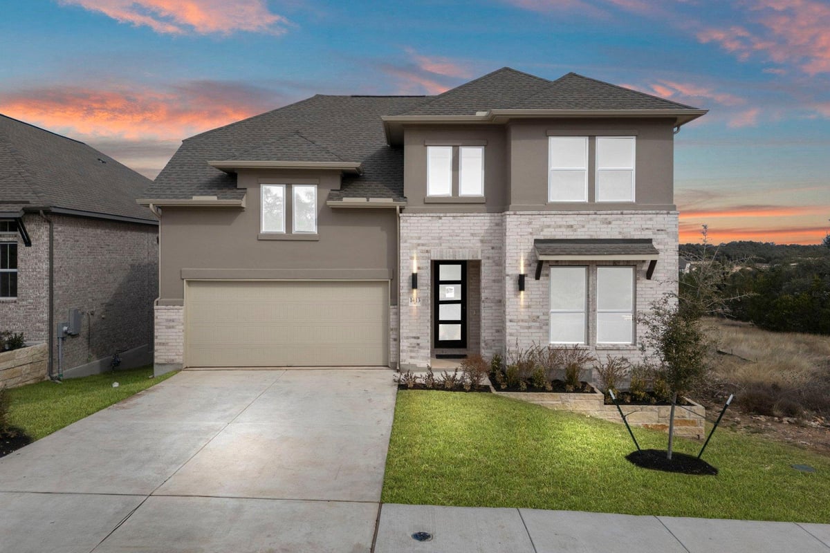 View 1413 Blue Moon Dr in Wolf Ranch 1413 Blue Moon Dr - front exterior - Luxury home in Wolf Ranch, Georgetown, TX