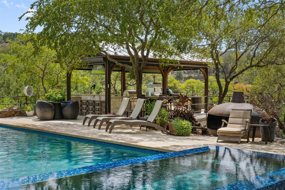 View 1450 Los Escondidos St in Point At Flatrock Creek 1450 Los Escondidos St - pool area with 1450 Los Escondidos St in Marble Falls - Luxury home in Point At Flatrock Creek, M...