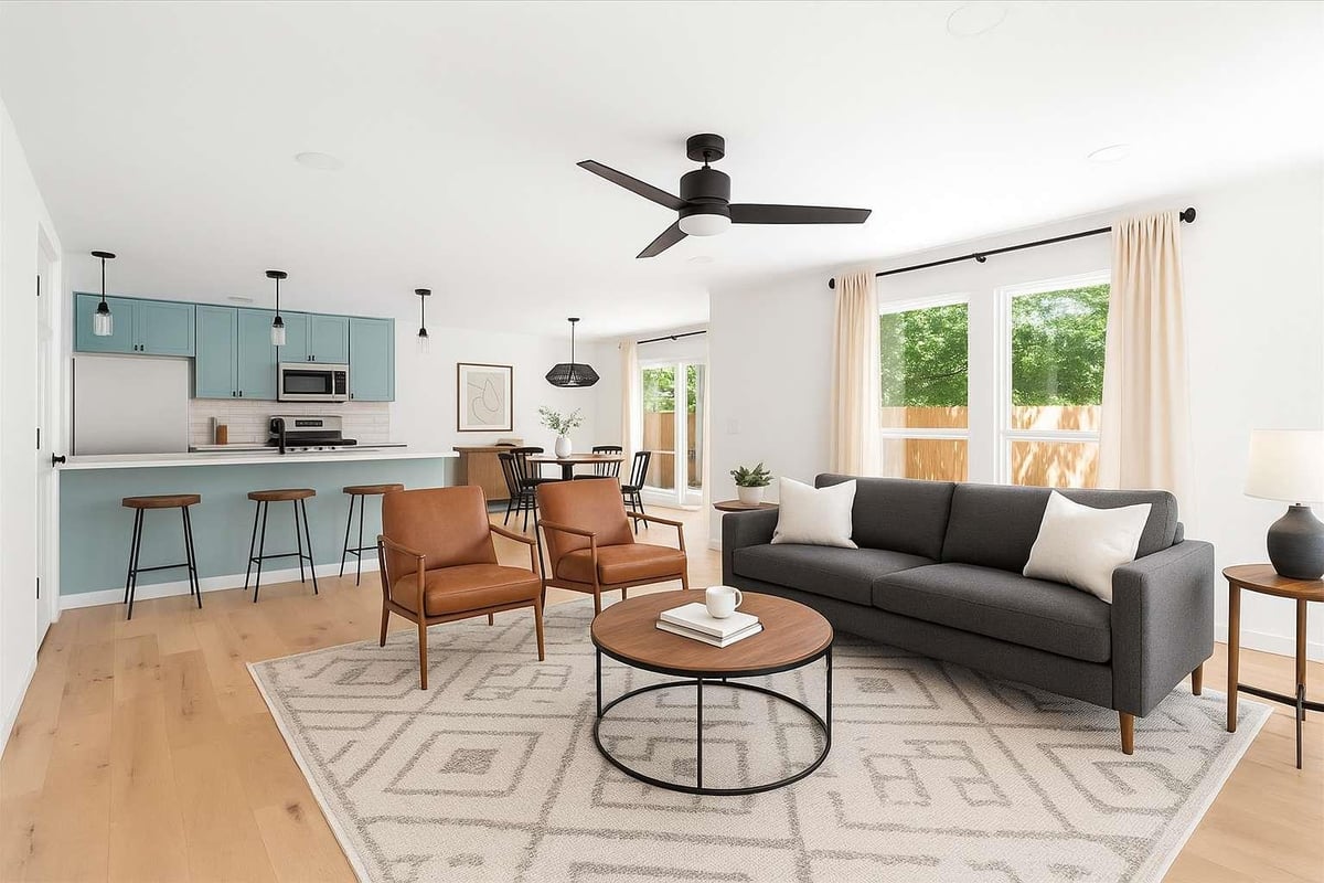 Living area at 1511 Camp Craft Rd Unit #D - 2 bed 1 bath home