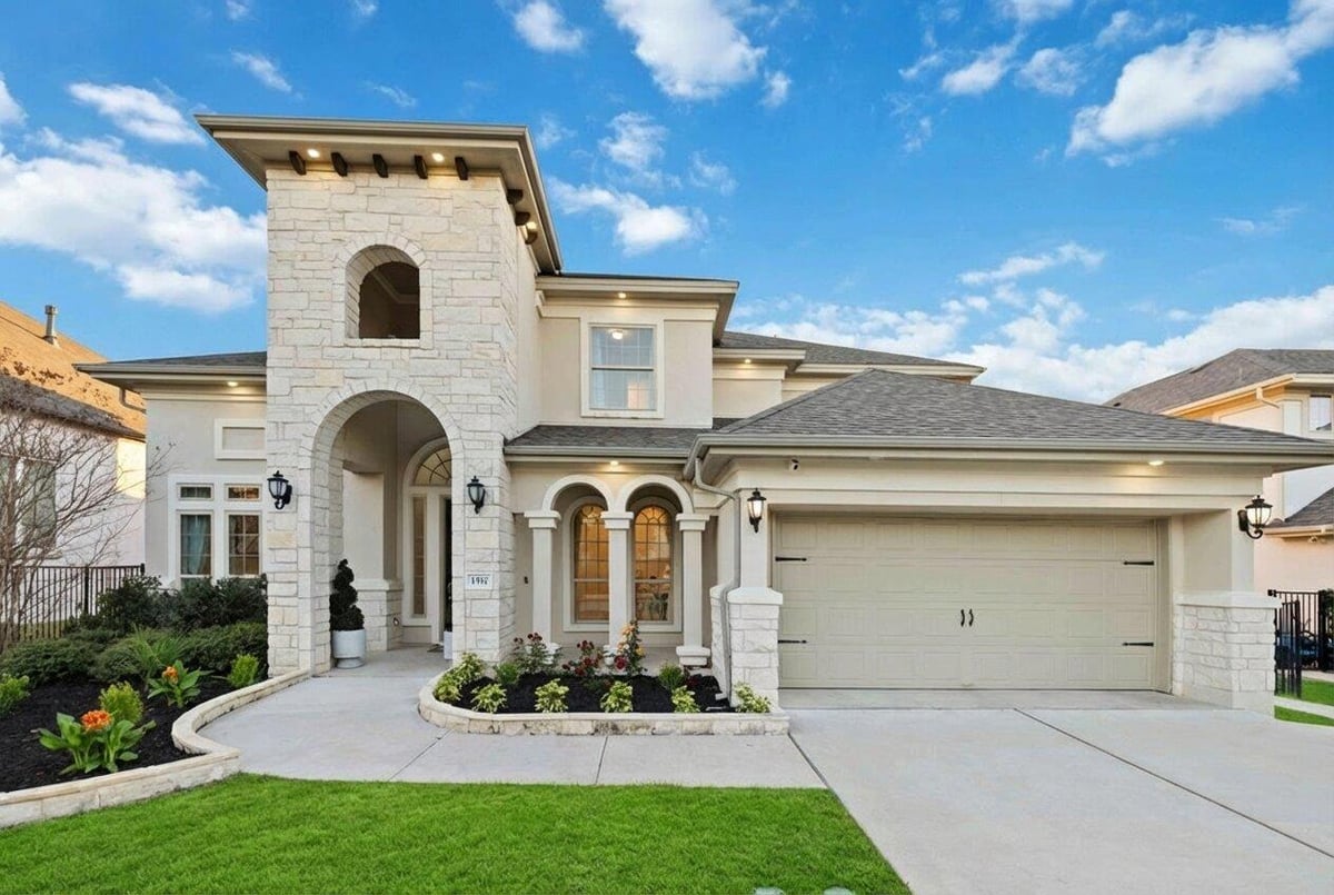 View 1517 Bardella Dr in Travisso 1517 Bardella Dr - front exterior - Luxury home in Travisso, Leander, TX