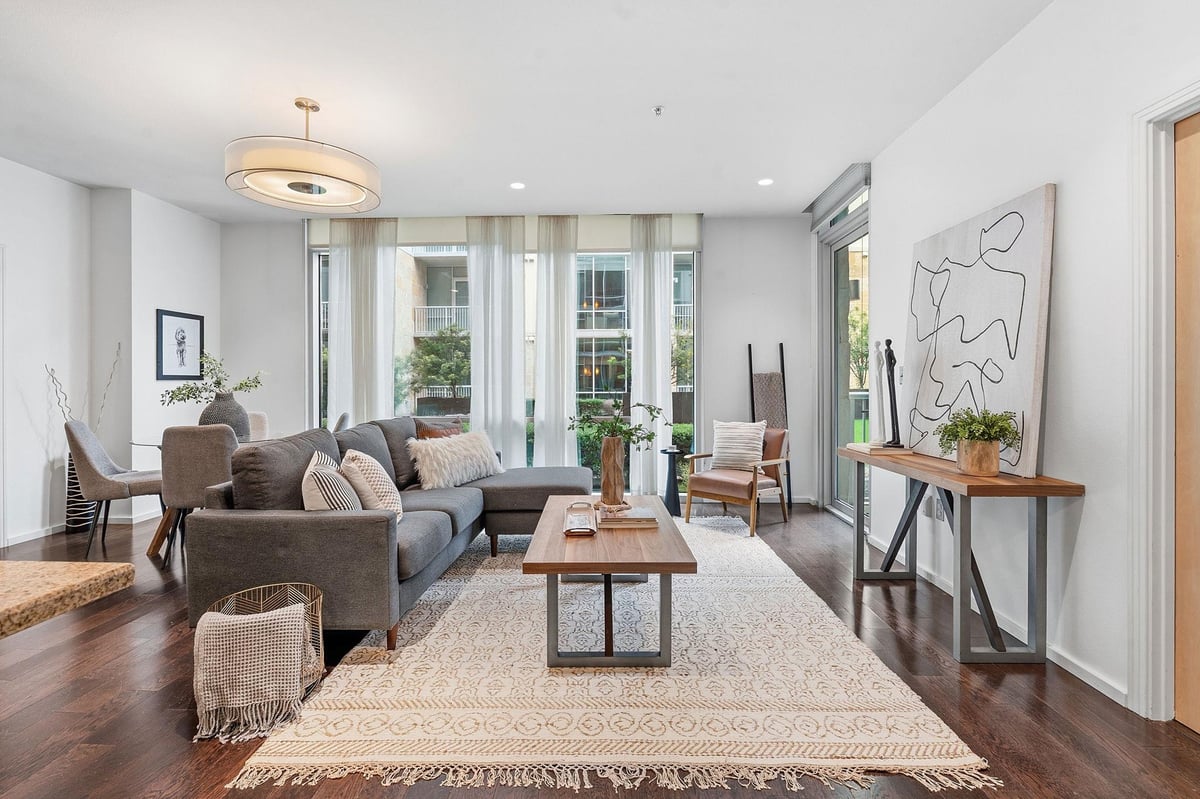 Living area at 1600 Barton Springs Rd Unit #5103 - 2 bed 2 bath home