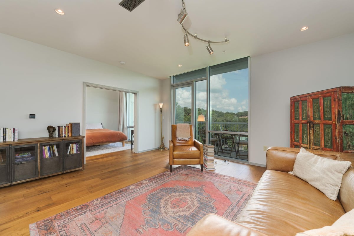 Primary bedroom at 1600 Barton Springs Rd Unit #5508 - 1 bed 1 bath home