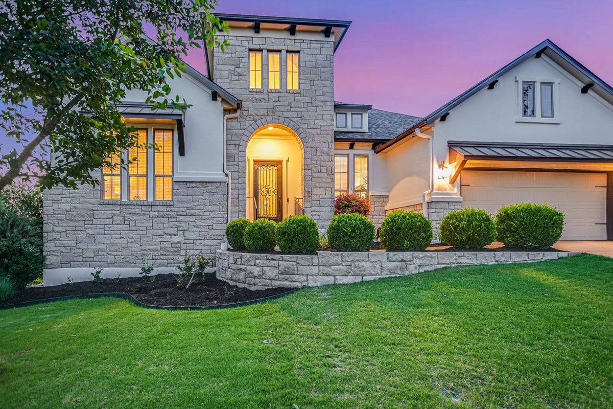 View 1600 Whiskey CT in Fairways At Crystal Falls 1600 Whiskey CT - front exterior - Luxury home in Fairways At Crystal Falls, Leander, TX