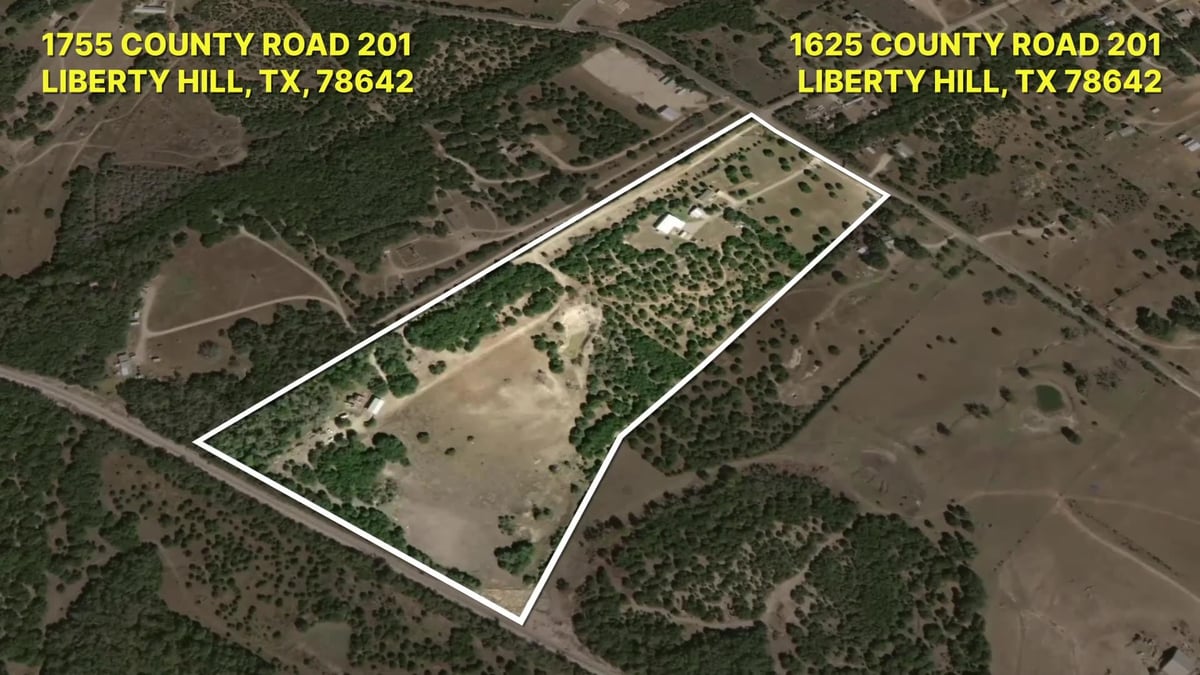 View 1625 County Road 201 in West R Sur 1625 County Road 201 - aerial view with 1625 County Road 201 in Liberty Hill - Luxury home in West R Sur, Liberty Hill, TX