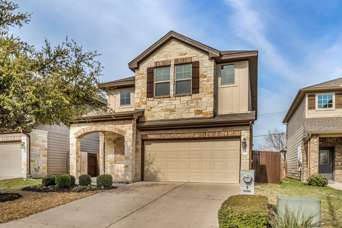 View 16312 Travesia Way in Raceway Single Family Sub Sec 16312 Travesia Way - front exterior - Luxury home in Raceway Single Family Sub Sec, Austin, TX