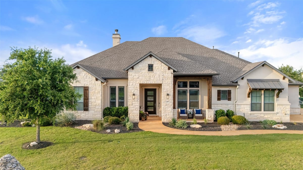 View 1700 Jackpot RUN in Fairways At Crystal Falls Sec 1700 Jackpot RUN - front exterior - Luxury home in Fairways At Crystal Falls Sec, Leander, TX