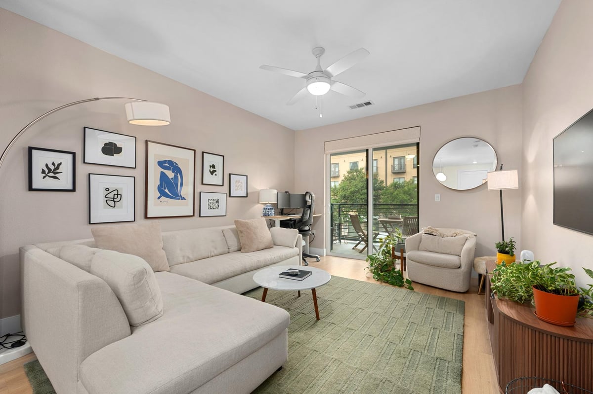 View 1701 Simond Ave Unit #215 in Parkside/Mueller Condos 1701 Simond Ave Unit #215 - front exterior - Luxury home in Parkside/Mueller Condos, Austin, TX
