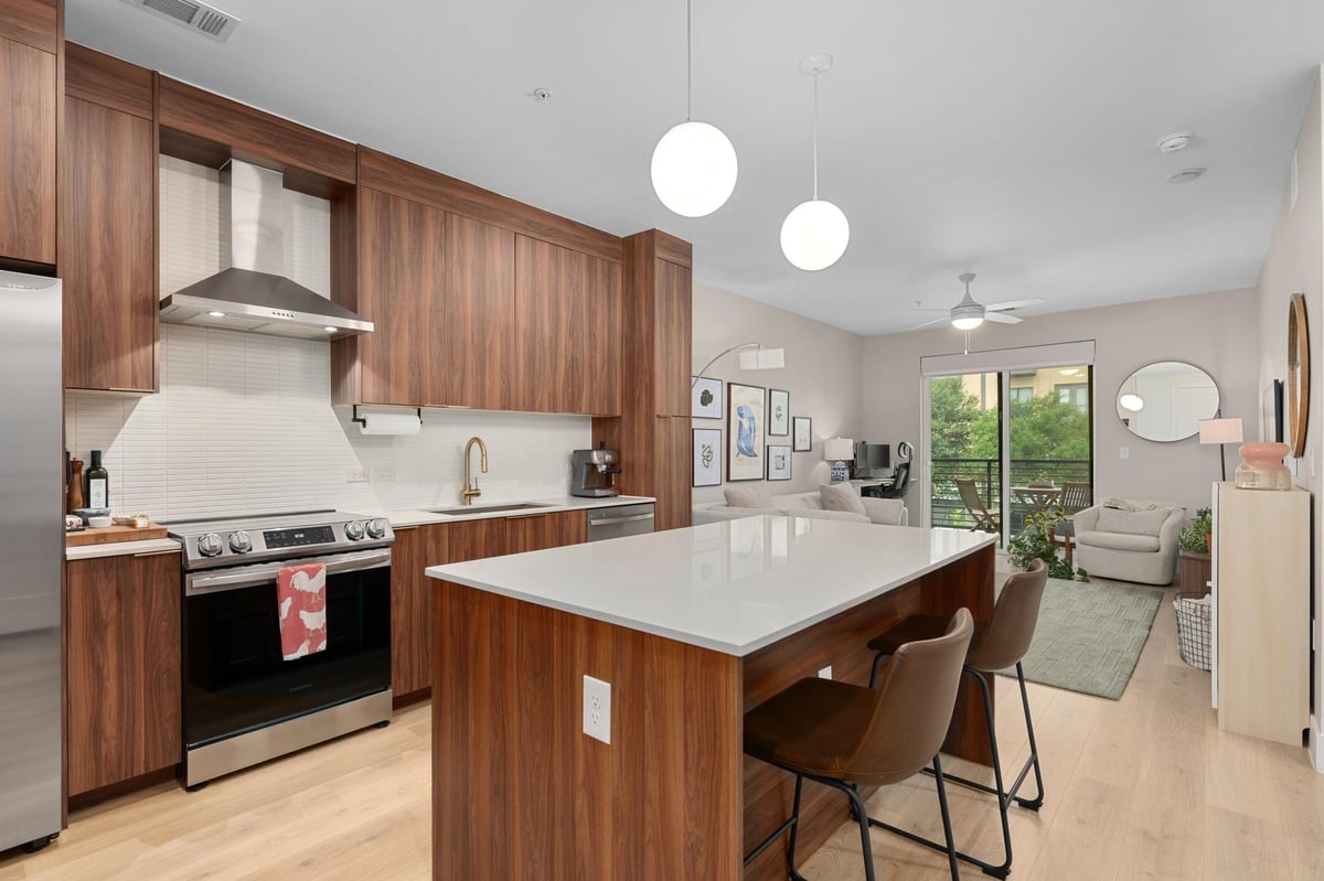 Living area at 1701 Simond Ave Unit #215 - 1 bed 1 bath home